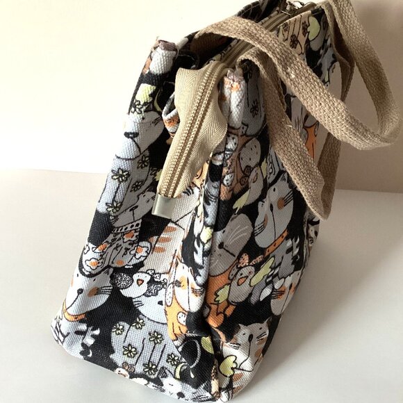 Cat Lovers Printed Small Handbag Reusable Canvas Bag Tote Cats - Picture 4 of 6